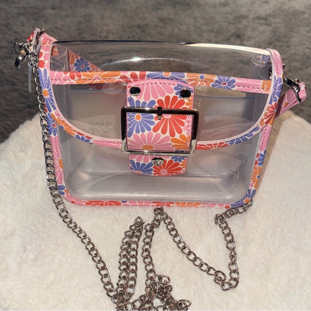 "Mini Clear Daisy Floral Pattern Crossbody Bag".